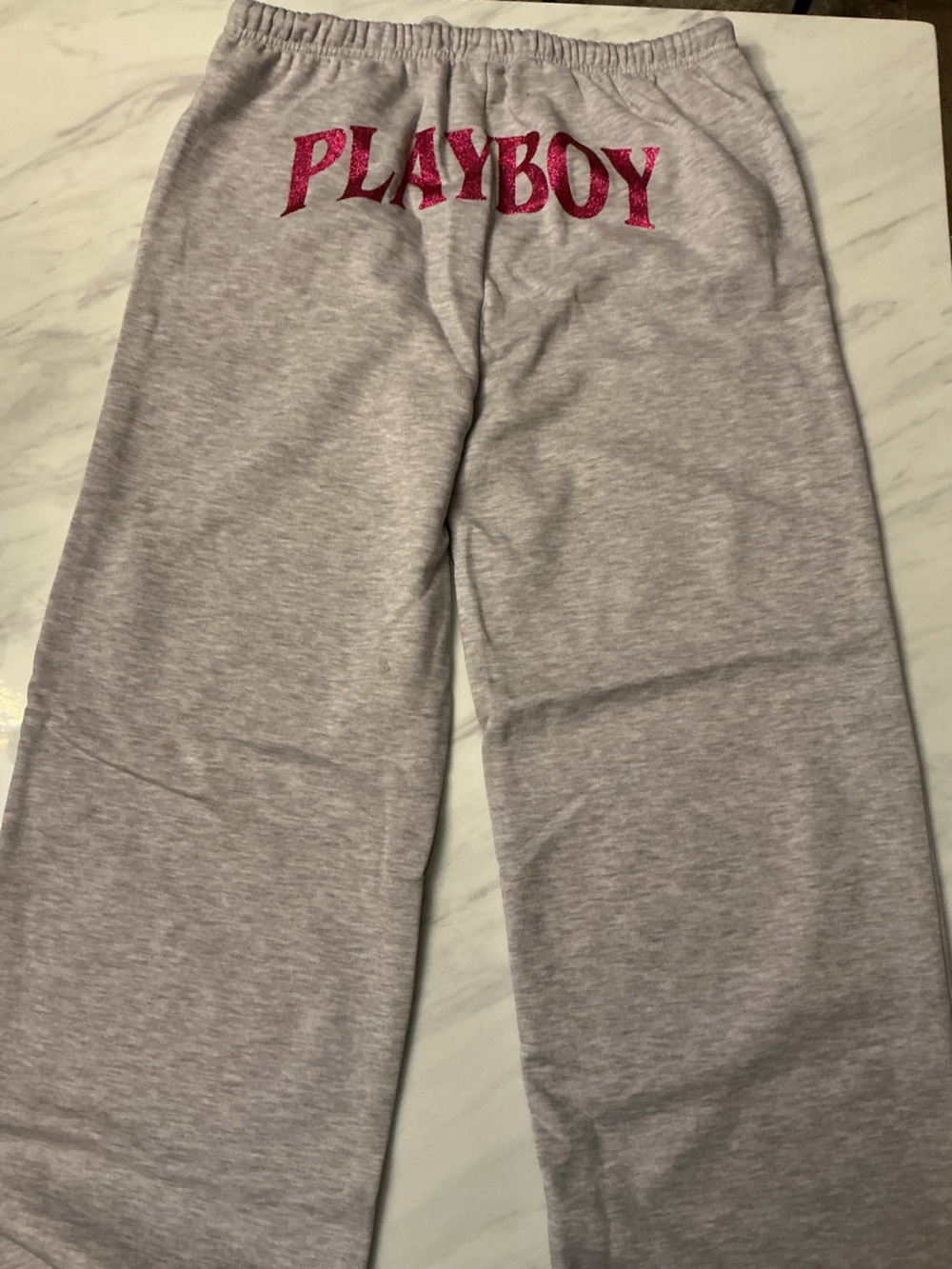 Charlotte Russe Gray Sweatpants with Pink 'PLAYBOY' Graphic